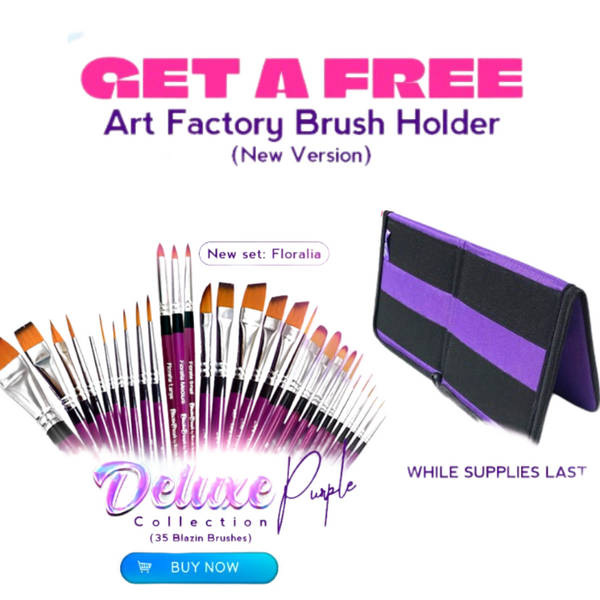 Deluxe Purple Collection 35 Brushes – Blazin Face Painting Brushes by Marcela Bustamante (35 brushes)