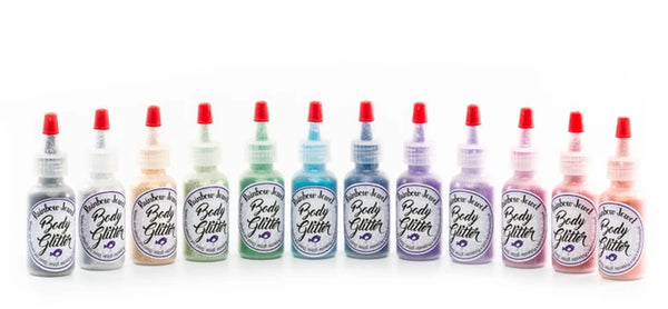 Art Factory 12-Set Rainbow Jewel Body Glitter Poof Bottles 0.5oz Each
