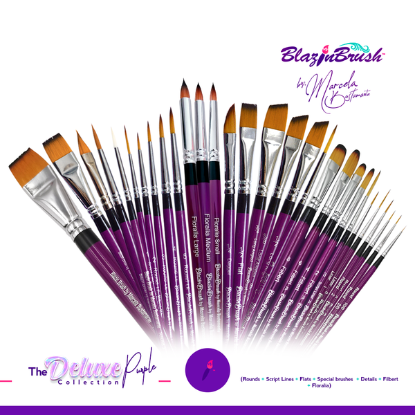 Deluxe Purple Collection 35 Brushes – Blazin Face Painting Brushes by Marcela Bustamante (35 brushes)